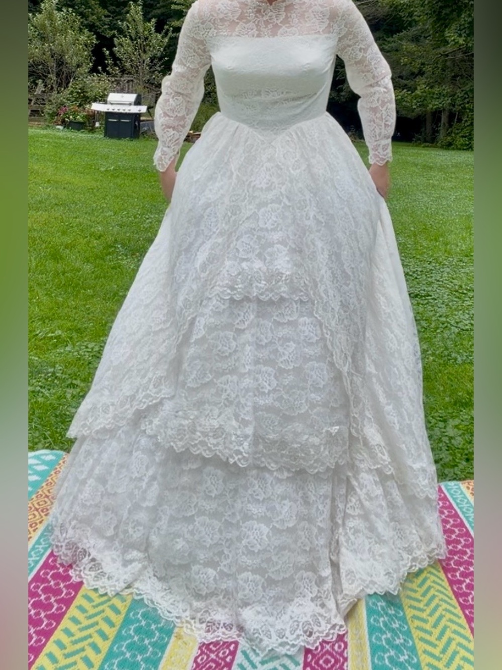 Classic Lace Long-Sleeve White Bridal Gown
